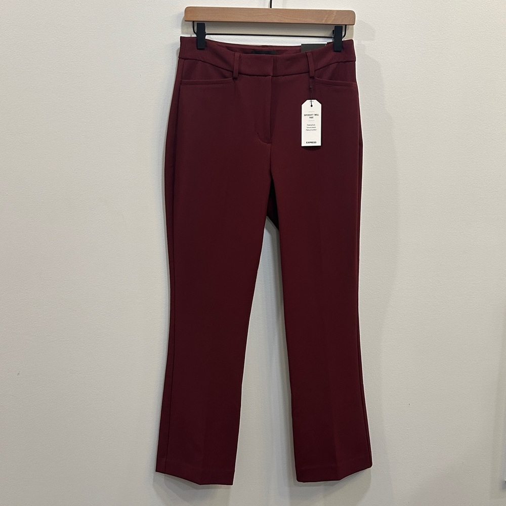 Express Supersoft Twill Boot Cut High Rise Pants in Deep Red